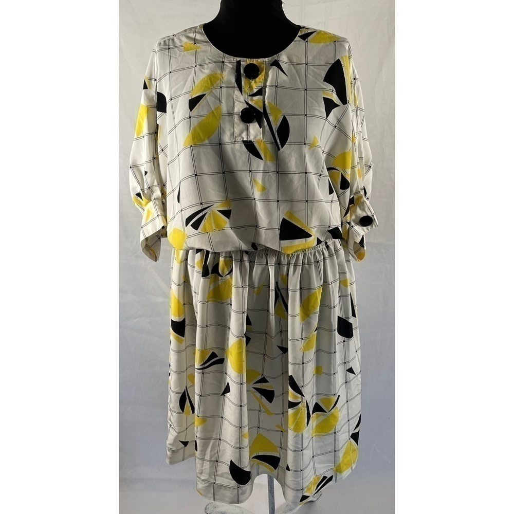 80’s Vintage ‘Kasper for A.S.L.’ Geometric Print Multicolor Midi Dress - Picture 5 of 11